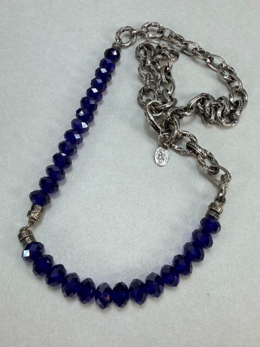 Kirks Folly Blue Faceted Crystal Beaded Necklace Silver Tone Fantasy Jewelry - Picture 7 of 9